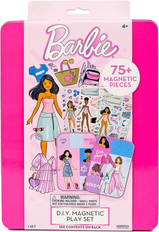 Barbie D.I.Y. Magnetic Play Set, 75 Pieces, 3 Magnetic Dolls, Crafts for Kids Ages 4-8, 4 Year Old Girl Birthday Gifts, Girl Toys, Cute Travel Toy, Fun Airplane Activities, Pretend Play for Girls