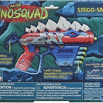 Nerf DinoSquad Stego-Smash Dart Blaster, 5 Nerf Elite Darts, Kids Outdoor Toys, Dinosaur Toys for 8 Year Old Boys and Girls and Up, Stegosaurus Dinosaur Design