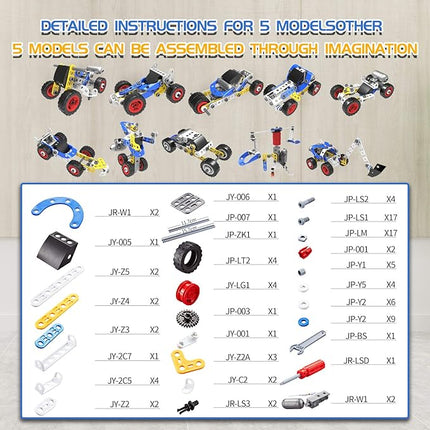 Erector Set for Boys 6-12, Building Toys for Kids Ages 4-8, 5 in 1 STEM Toys Ages 4-7 with Electric Power Motor, Construction Toys for Age 5 7 8 9 Years Old, 113 PCS DIY