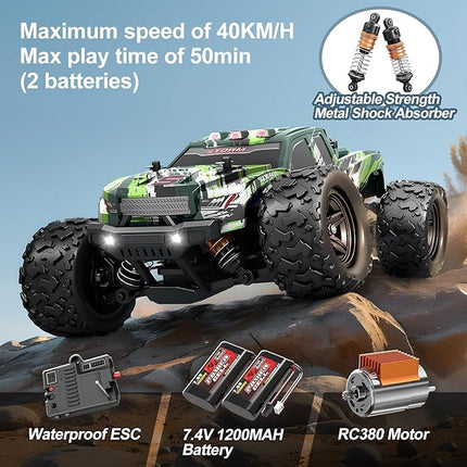 Rc Cars 1:18 All Terrain RC Car for Adults & Boys (HS18305), 4WD Off-Road RC Truck High Speed Fast 40+ KPH, 4X4 Waterproof Remote Control Car with 2 Rechargeable Batteries