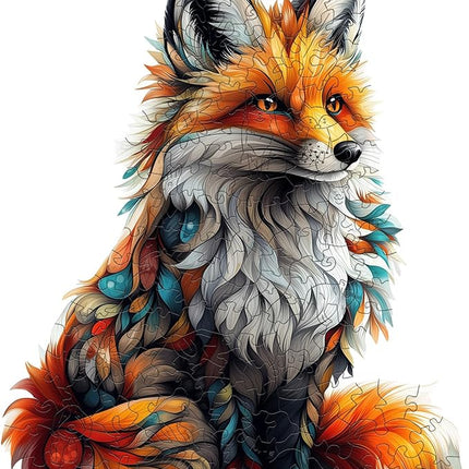 Wooden Puzzles for Adults - Artistic Fox Wood Puzzles Adult - Unique Animal Shape Wooden Jigsaw Puzzles for Adults - Birthday Gifts for Puzzle Lovers, Family (13.3 * 11in)