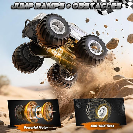 Remote Control Car for Boys 4-7, All Terrain Upright Walking Remote Control Truck, 1:24 Off-Road Pick-up RC Cars with 360°Spins, Light, Rechargeable RC Truck for Boys 8-12 Christmas Birthday Gift