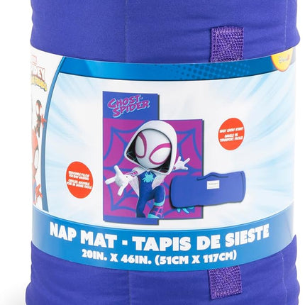 Jay Franco Kids Nap Mat with Embedded Pillow & Blanket – Soft 46"x20" Microfiber Sleeping Bag with Name Tag & Handle