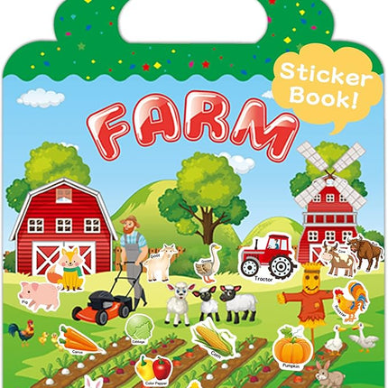 Benresive Reusable Sticker Book for Toddlers 2-4 Years, Fun Travel Stickers for Kids, Waterproof Sticker Books for Toddlers 1-3, Crafts Activities for Todddlers 1-3 2-4 3-5 - Farm