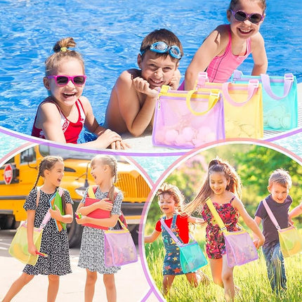 Tagitary Beach Toys Mesh Beach Bags Sand Toys Kids Seashell Bag with Zipper,Outdoor Toys Travel Summer Must Have Accessories for Boys and Girls(Only Bags)