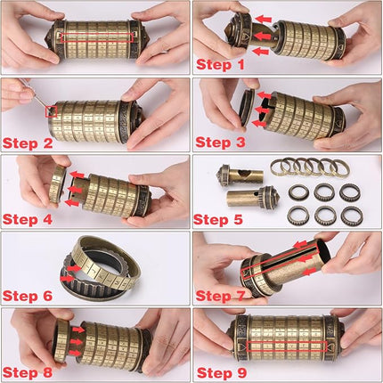 Cryptex Da Vinci Code Money Puzzle Box with Hidden Compartments Valentine's Day Gifts for Girlfriend Gifts for Men (Black)