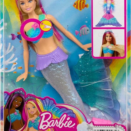 Barbie Dreamtopia Doll, Mermaid Toy with Water-Activated Light-Up Tail, Pink-Streaked Hair & 4 Colorful Light Shows