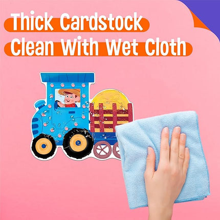 SpriteGru 9 PCS Farm Theme Lacing Cards, 9 Double Sided Sewing Cards with 9 Colorful Laces, Imagination Development Lacing Toys Educational and Learning Activity for Preschoolers, Kids