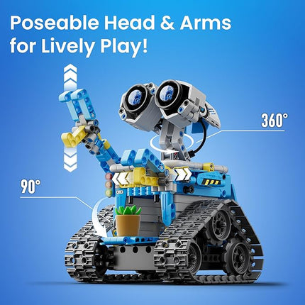 Sillbird Robot Building Kit with Remote Control STEM Gifts for Boys Ages 8-12, Technic Coding Robotic Toys for Kids Birthday, Build 5in1 Models with 488 Pieces - Blue