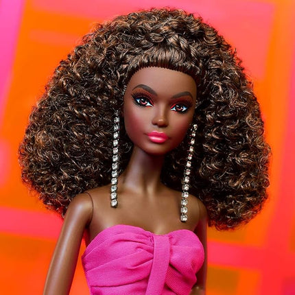 Barbie - Fuchsia Long Dress Doll in Taffeta with Sweetheart Neckline with Pleats and Gathering Details, Matching Belt and a Wide Train, Adult Toy, HBX96