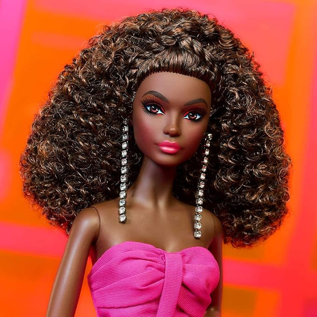 Barbie - Fuchsia Long Dress Doll in Taffeta with Sweetheart Neckline with Pleats and Gathering Details, Matching Belt and a Wide Train, Adult Toy, HBX96