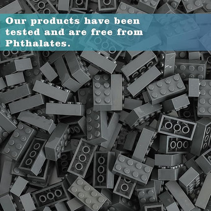 500 Piece Classic Building Bricks and 1 Gray Baseplate, 2x4 Bricks Bulk Creative Building Toys, Blocks Bulk for Kids Ages 6+, Dark Gray(Samll Bricks, 1.25x0.62x0.47 in)