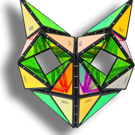 TOSY Magnet Pyramid Glow - 1 Cube Transforms into 1 Billion Shapes, 12 Pieces, 243 Rare Earth Magnets, Glowing, Holographic Design Magnet Tiles Creative Puzzle STEM/STEAM Toy