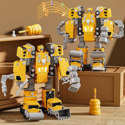 Toys for Ages 5-7, 5-in-1 Take Apart Construction Vehicle Trucks Transform to Robot, 5 6 7 8 Year Old Boy Christmas Birthday Gift Ideas, Robot Toys for Kids 4-8