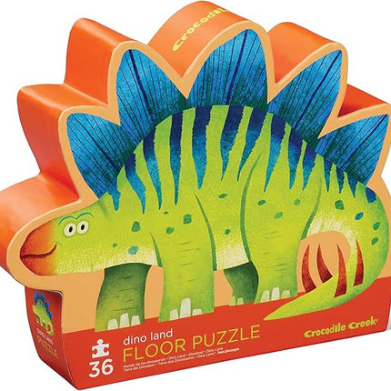 Crocodile Creek 36-Piece Jigsaw Floor Puzzle - Fun Floor Puzzles for Kids Ages 3-5 - Heavy-Duty Shaped Box for Storage - Dino Land - 24" W x 18" H Finished