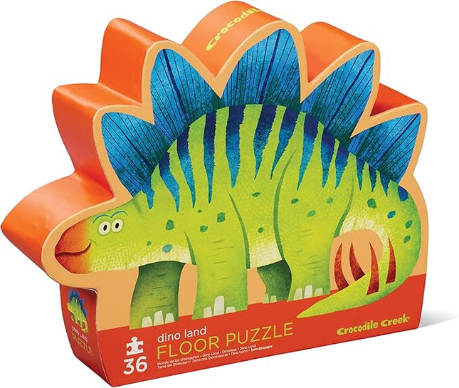 Crocodile Creek 36-Piece Jigsaw Floor Puzzle - Fun Floor Puzzles for Kids Ages 3-5 - Heavy-Duty Shaped Box for Storage - Dino Land - 24" W x 18" H Finished