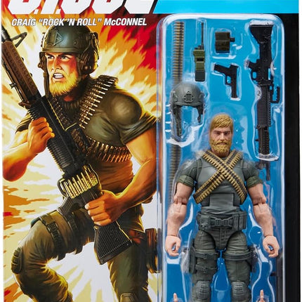 G.I. Joe Classified Series Retro Cardback Craig “Rock ’N Roll” McConnel, Collectible 6 Inch Action Figure with 9 Accessories