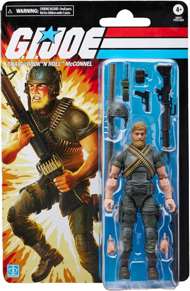 G.I. Joe Classified Series Retro Cardback Craig “Rock ’N Roll” McConnel, Collectible 6 Inch Action Figure with 9 Accessories