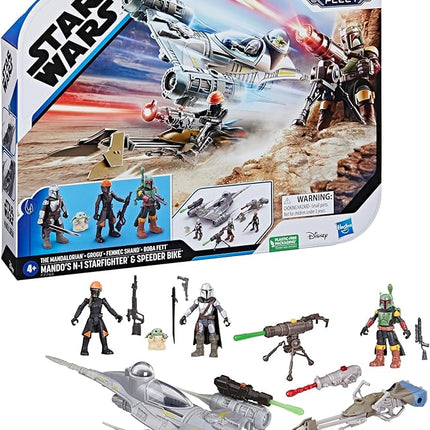 STAR WARS Mission Fleet Mando's N-1 Starfighter, 2.5-Inch Scale Mandalorian Action Figure Set, Toys for 4 Year Old Boys & Girls (Amazon Exclusive)