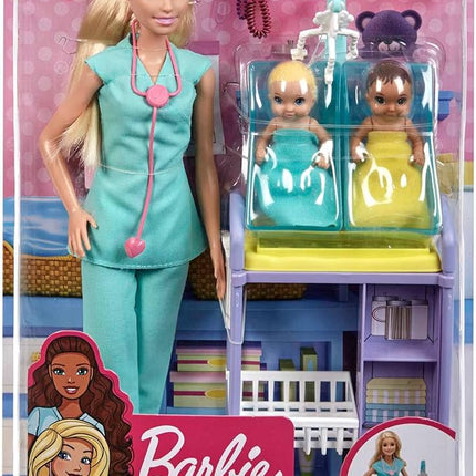 Barbie Careers Playset, Baby Doctor Set with Blonde Fashion Doll, 2 Baby Dolls, Furniture & Accessories