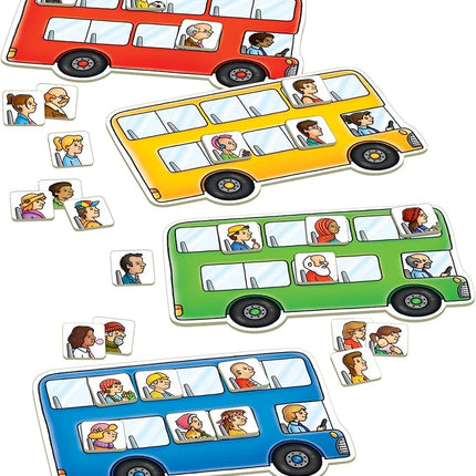 Orchard Toys Moose Games Bus Stop Game. A Fun Introduction to Addition and Subtraction. Pick up and Drop Off Passengers on Your Bus. for Ages 4-8 and for 2-4 Players