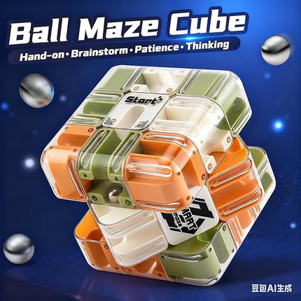 Large 3D Labyrinth Puzzle Maze Cub - an Engaging Brain Teaser Toy, high Difficulty,Suitable for Adults, Children,and Teenagers with Brain teasers,3D Maze Magic Cubes, Brain Training (Yellow)