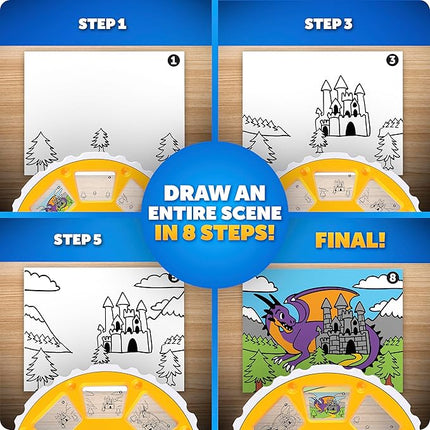 Blue Marble Learn to Draw Projector - Kids Image Projector for Tracing with 9 Colorful Markers & 4 Image Discs with 25 Animals, Dinos & Creatures to Draw, Patent-Pending Drawing Projector for Kids