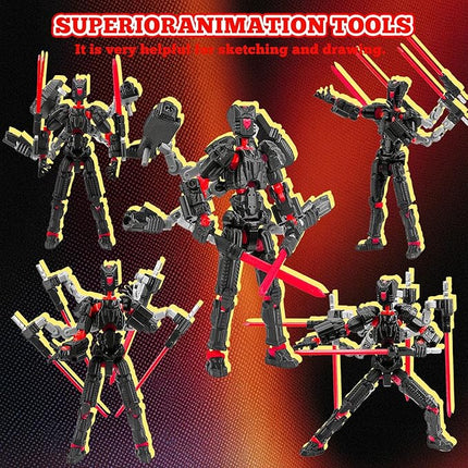 Assembly Completed T13 Action Figure，T13 mision 13 figuras originales 3D Printed Toys Nova 13 Action Figures Desktop Decorations for Game Lovers Toy (Black Red, 5.5 Inch)