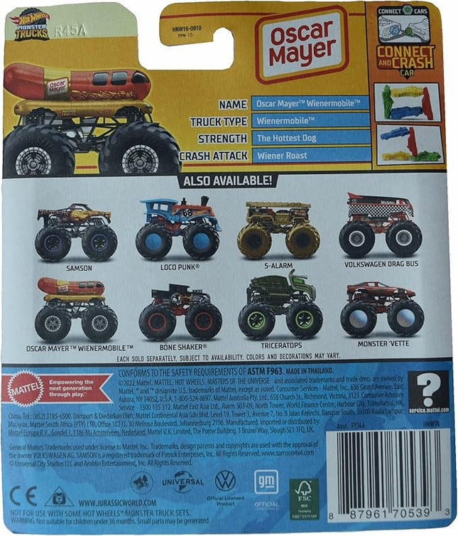 Hot Wheels Monster Trucks Oscar Mayer, Hot Dog Connect and Crash Car