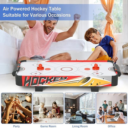 Table Top Air Hockey Table for Kids, 32” Mini Tabletop Air Hockey Game w/Electric Motor Fan, 2 Pushers and 2 Air Hockey Pucks, Great for Playing on The Floor, Tabletop