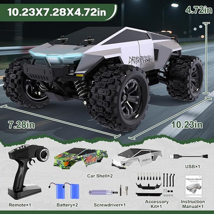 Fast RC Car Toys for Adults, 1:18 Scale RC Monster Truck Max 40 KPH High Speed 4WD Electric Vehicle with 2.4 GHz Remote, Kids Off-Road RC Cars, Birthday Gifts for 8+ Year Old Boys