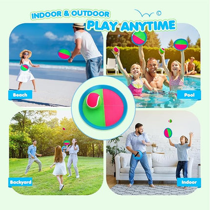 Toss and Catch Ball Set Upgraded - Kids Toys Outdoor Games for Whole Family - Water-Resistant Great for Beach Pool Yard Games - Classic Gift for Boys Girls 3 4 5 6 7 8 9 10 11 12+ Years Old