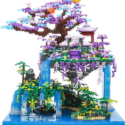 The Moon Palace Chinese Architecture Micro Building Blocks Set with LED Lights, 4574PCS Cherry Blossom Tree Model Kit, Collectible Cultural Gift for Adults & Teens