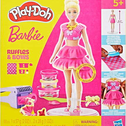 Play-Doh Barbie Ruffles and Bows Set, Make Doll Clothes with Modeling Compound & 9 Fashion Accessories, Arts & Crafts for Girls & Boys 5+