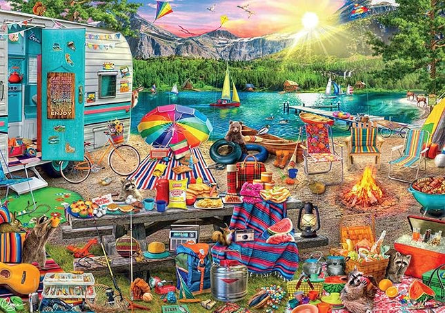 Buffalo Games - Aimee Stewart -Look Closer Family Campsite - 500 Piece Jigsaw Puzzle For Adults -Challenging Puzzle Perfect for Game Nights - Finished Size is 21.25 x 15.00