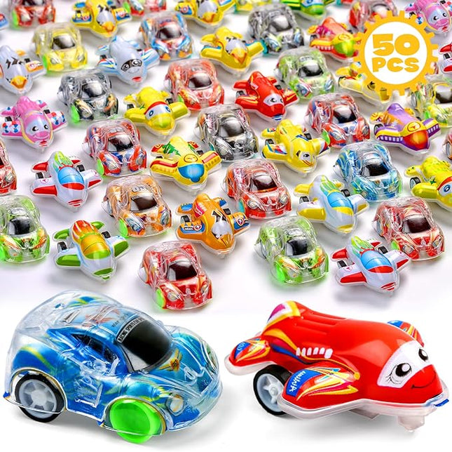 Buauty 50 Pcs Toy Cars Mini Pull Back Cars, Party Favors for Kids, Small Racing Car Carnival Prizes Classroom Rewards, Pinata Stocking Goodie Bag Stuffers Birthday Toys for Girls Boys Toddler
