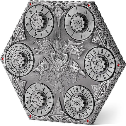 7 in 1 DND Spinner Dice Set Role Playing Board Games Accessories Good Choice Accessories for DM, Gamer and Collector (Ancient Silver)