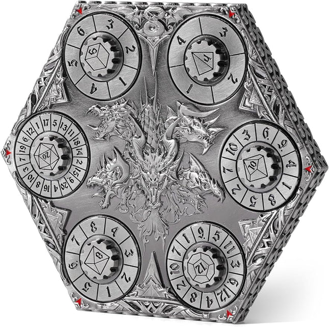 7 in 1 DND Spinner Dice Set Role Playing Board Games Accessories Good Choice Accessories for DM, Gamer and Collector (Ancient Silver)