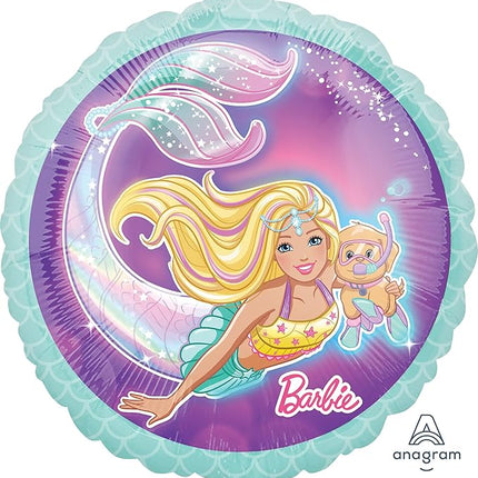 Anagram 39558-02 17" Mermaid Barbie Foil Balloon, Multicolor