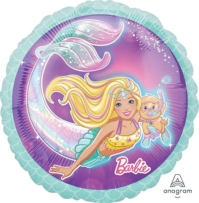 Anagram 39558-02 17" Mermaid Barbie Foil Balloon, Multicolor