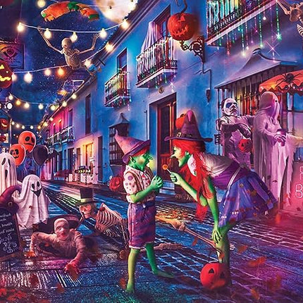 Boo Boulevard Halloween Puzzle by Tara Lesher | 1000 Piece Jigsaw Puzzle for Adults and Kids | Interactive Brain Teaser for Family Game Night | 29 x 20 Inches