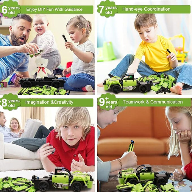 GAMZOO STEM Building Toys for Kids with 2-in-1 Remote Control Racer Snap Together Engineering Kits Early Learning Racecar Building Blocks - Best Gift for 6 7 8 9＋Year Old Boys and Girls