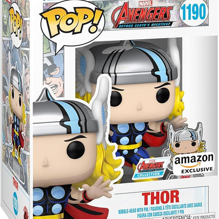 Funko Pop & Enamel Pin: The Avengers: Earth's Mightiest Heroes - 60th Anniversary, Thor with Enamel Pin - Marvel Comics - Amazon Exclusive - Collectable Vinyl Figure - Gift Idea - Superheroes Fans