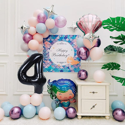 Smlpuame 40 inch Number Balloon 0-9 Black Large Number 4 Balloons,Digital Balloons for Birthday Party Celebration Decorations Supplies, Helium Foil Number Balloons for Wedding Anniversary