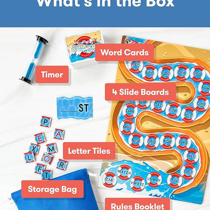 SimplyFun Letter Slide - Enhance Vocabulary and Language Skills with This Educational Game, Focused on Spelling, Consonants & Vowels, Fun for 2-4 Players, Ages 7 & Up