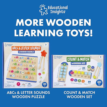Educational Insights Pattern & Sequencing Wooden Board – Color Matching Toy for Kids, Fine Motor Kits, Sequence Board Games for Toddlers, Preschool Manipulatives, Ages 3+