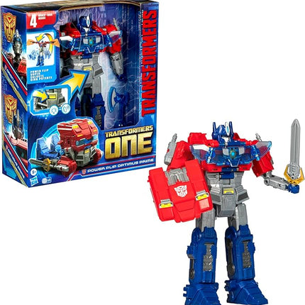 Transformers One Movie Power Flip Optimus Prime (Orion Pax) Converting Action Figure, 4 Modes, 10-inch Interactive Electronic Toy, Lights & Sounds, 6+