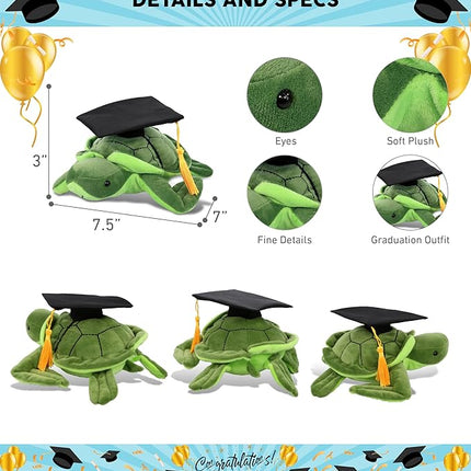 DolliBu Sea Turtle Graduation Plush Toy - Soft Huggable Graduation Stuffed Animal Dress Up with Gown and Cap with Tassel Outfit - Graduation Gift with Personalization - 7.5 Inches