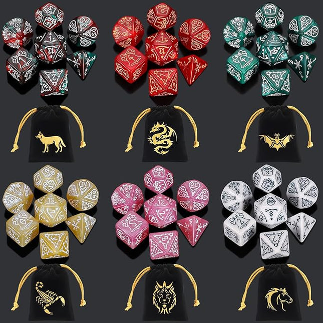 CiaraQ Polyhedral Dice Set - DND Role Playing Dice for Dungeons and Dragons RPG Table Games, Multi-Color, 42pcs