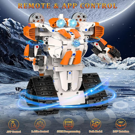 5in1 STEM Robot Building Toys for Kids, Remote & APP Controlled Robot Car Tank STEM Building Kit for Kids Science Learning, 689 Pcs DIY Building Blocks Set Gifts for Age 6 7 8 9 10 11 12+ Boys & Girls